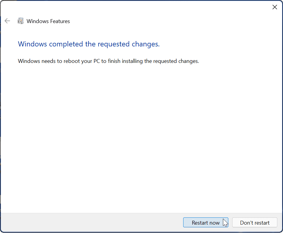 reinicie la configuración de Windows sandbox en Windows 11