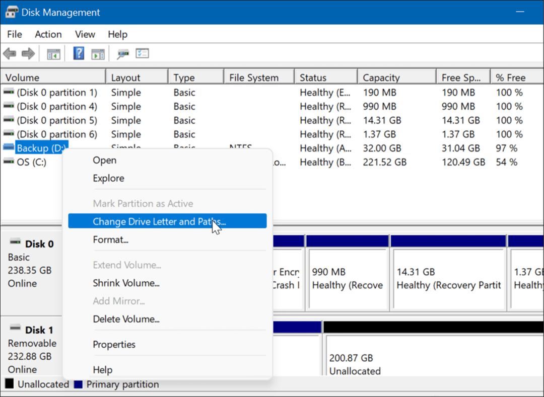 abra la administración de discos en el menú de usuario avanzado de Windows 11