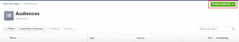 crear una nueva audiencia personalizada en el administrador de anuncios de Facebook
