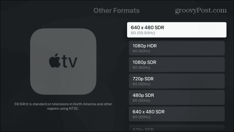 Cambiar la resolución de pantalla de Apple TV