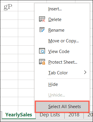Seleccionar todas las hojas en Excel