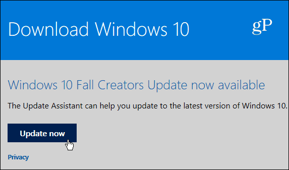 3 Página de asistente de actualización de Windows 10
