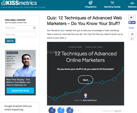 quiz de kissmetrics