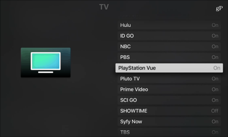 Aplicación Apple TV PlayStation Vue