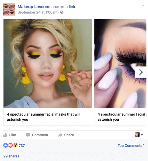lecciones de maquillaje publicación de carrusel de facebook