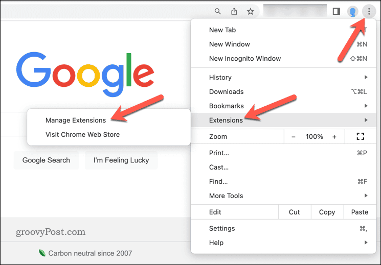 Administrar extensiones en Google Chrome