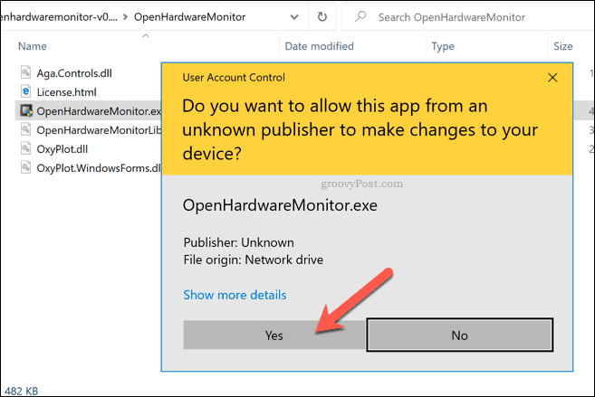Advertencia de Windows 10 UAC para Open Hardware Monitor