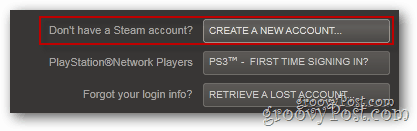 crear una nueva cuenta de Steam