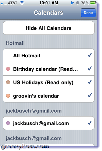 Calendario de Hotmail
