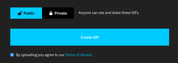 Configure su GIF en Público si desea compartirlo en sus canales de redes sociales.