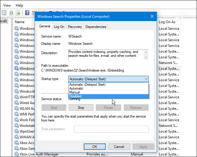 2 Deshabilitar el servicio de búsqueda de Windows Windows 10