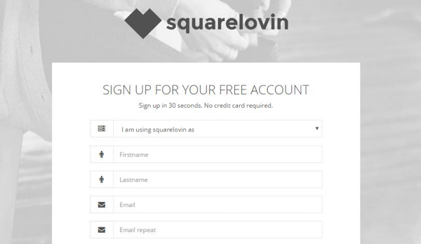 Regístrese para obtener una cuenta gratuita de Squarelovin.