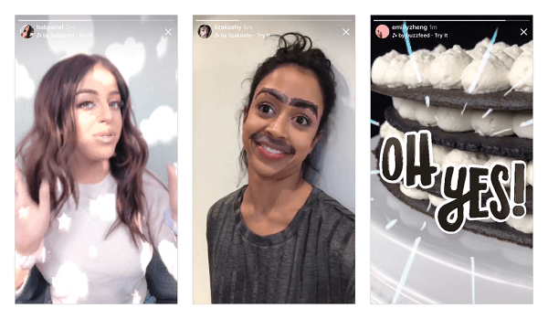 Instagram lanzó su primer lote de nuevos efectos de cámara diseñados por Ariana Grande, Buzzfeed, Liza Koshy, Baby Ariel y NBA en la cámara de Instagram y planea traer más efectos nuevos pronto.