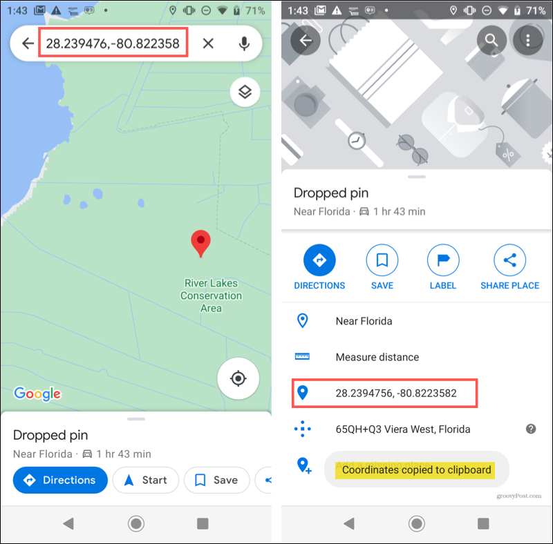 Pin eliminado de Android en Google Maps