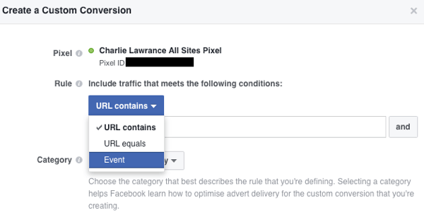 Cree conversiones personalizadas basadas en eventos en su Administrador de anuncios de Facebook.