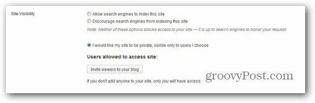 WordPress com hace blog privado invitar a los usuarios