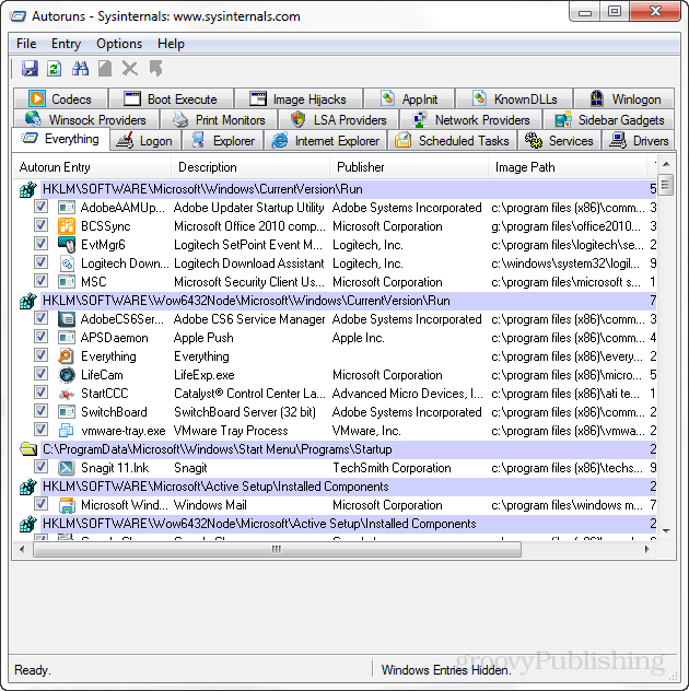 Sysinternals Autoruns ayuda a administrar los elementos de inicio de Windows