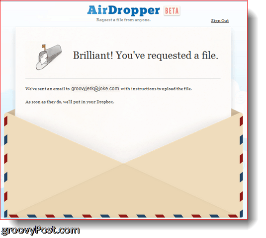 AirDropper Dropbox - El archivo ha sido enviado