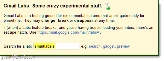 filtro de búsqueda de Gmail Labs