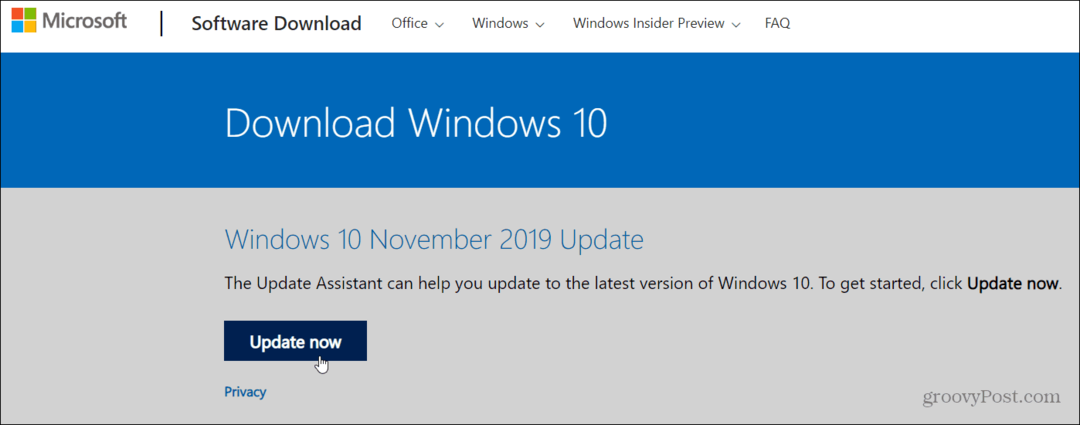 Cómo instalar la actualización de Windows 10 versión 1909 de noviembre de 2019
