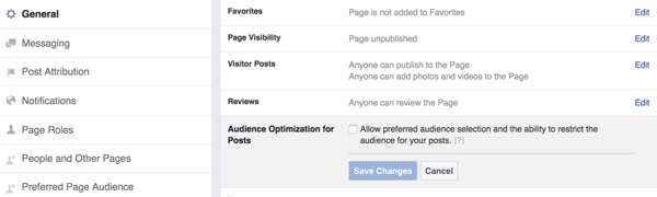 optimización de la audiencia de facebook para publicaciones