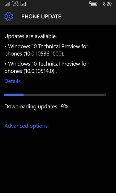 Actualizaciones de Windows 10 Phone