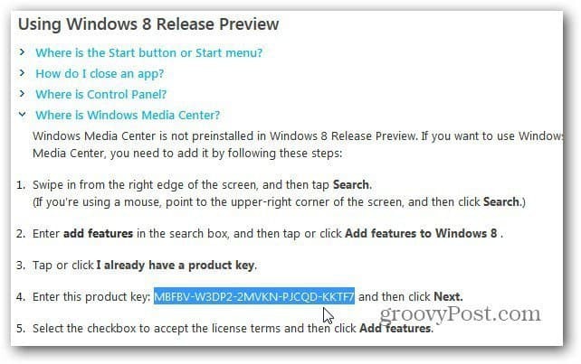 Instale Windows Media Center en Windows 8 Release Preview