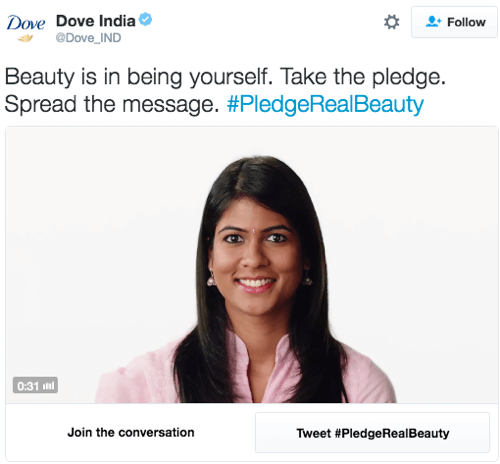 Dove India anuncio conversacional de Twitter
