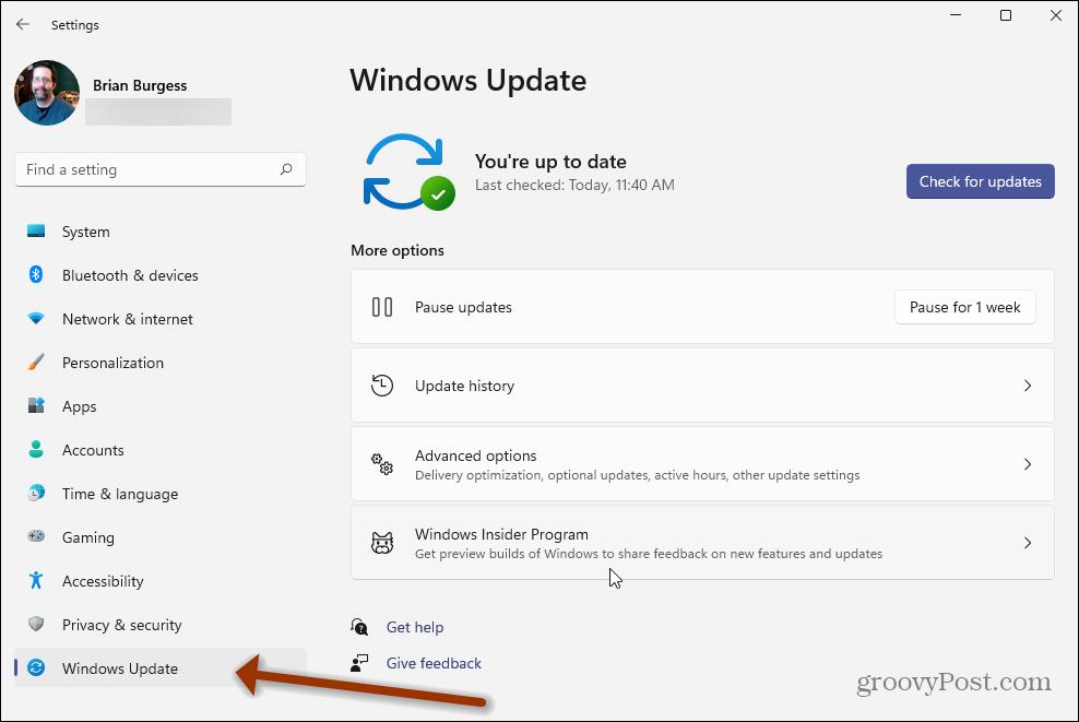 Configuración Windows 11 Actualización de Windows