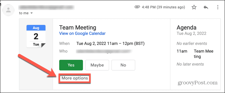 google calendario gmail más opciones