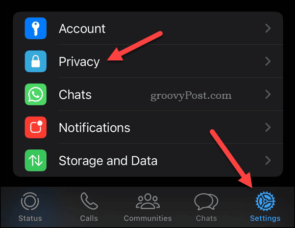 Abra la configuración de privacidad de WhatsApp en iPhone