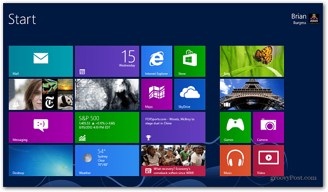 Pantalla de inicio de Windows 8 Live Tiles