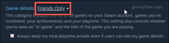 Establecer la privacidad del juego solo para amigos en Steam