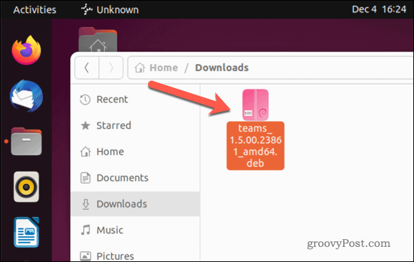 Abra el archivo de instalación de Microsoft Teams en Ubuntu