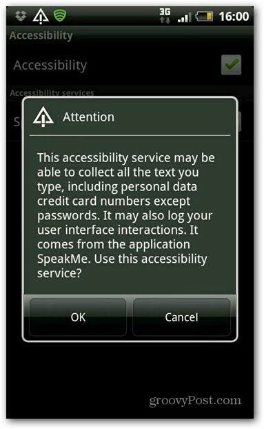 Habilitar la accesibilidad de SpeakMe para Android