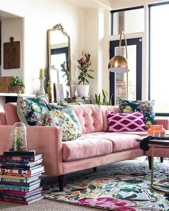 Juego de sofás rosa claro Rose 