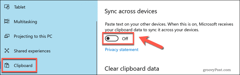 Habilitar la sincronización del portapapeles en la nube en Windows 10