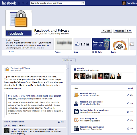 página de facebook y privacidad