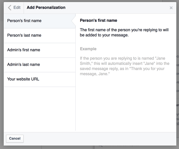 facebook añadir personalización