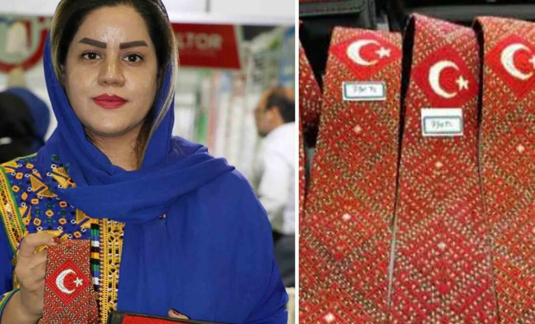 ¡Amor turco de una mujer iraní! Demostró su amor por la media luna y la estrella con la corbata y la billetera que bordó