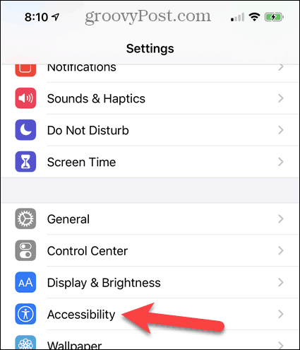 Toque Accesibilidad en la configuración de iPhone
