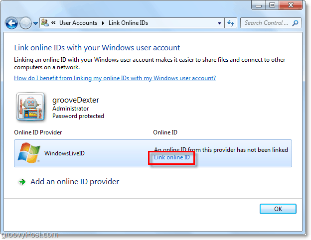 enlace Windows Live ID a la cuenta de Windows 7
