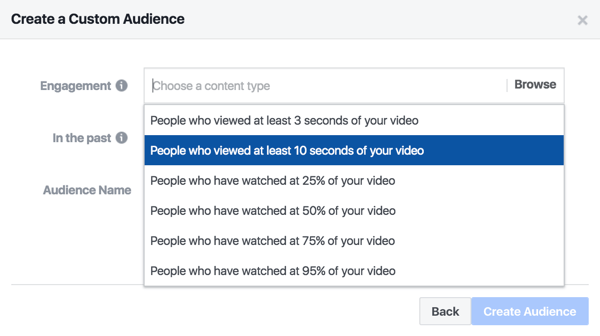 Amplíe el contenido de video con un anuncio de Facebook dirigido a personas que vieron al menos 10 segundos del programa.