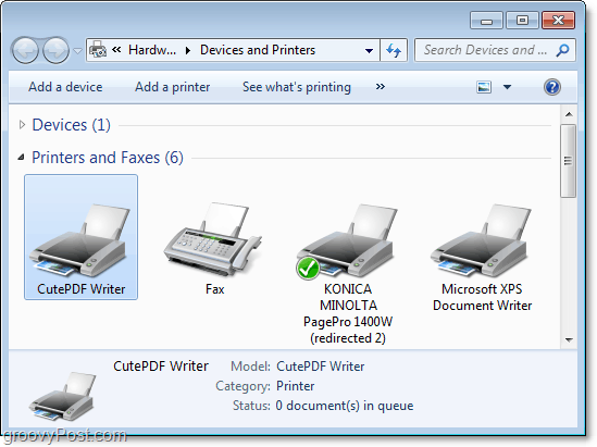 Cómo ver el diálogo de dispositivos e impresoras en Windows 7