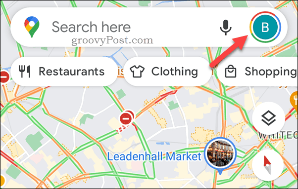 Toca el ícono de perfil de Google Maps
