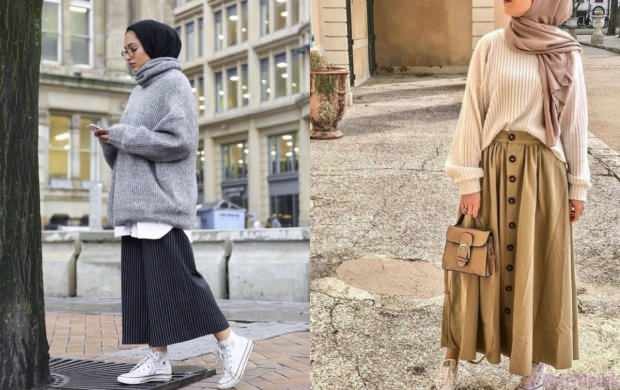 Falda suéter combinaciones hijab instagram