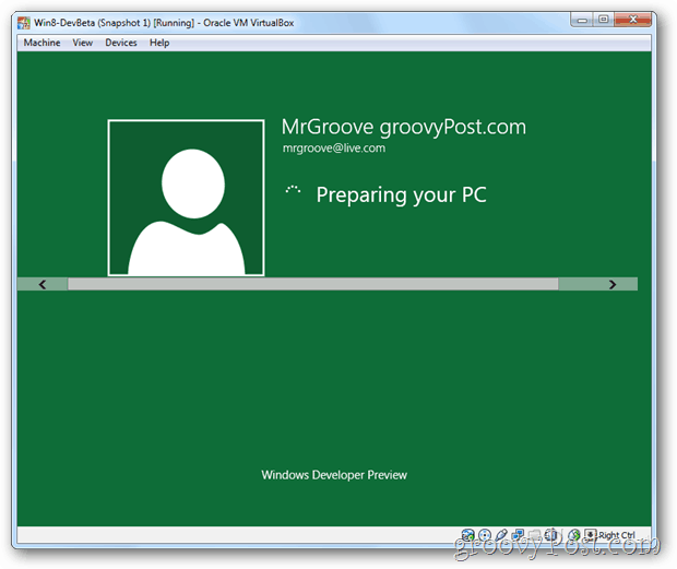 Configuración de VirtualBox Windows 8 preparando el escritorio
