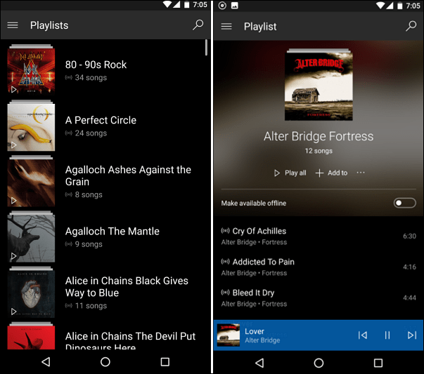 Groove Music en Android