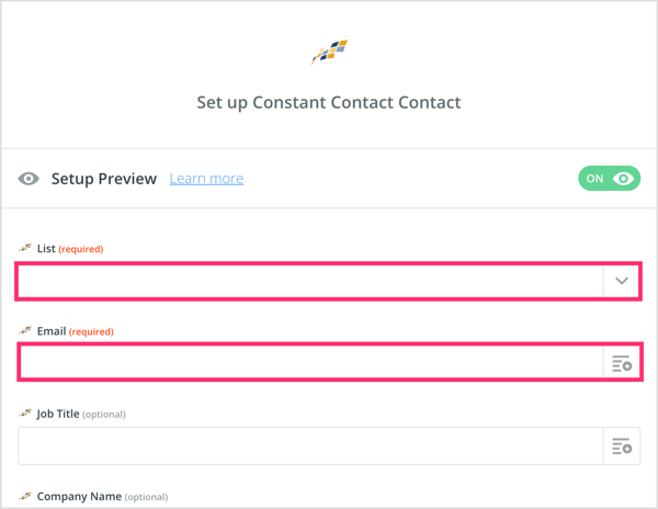 Configure su contacto de Constant Contact en Zapier.