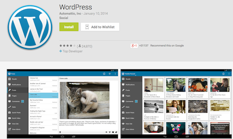 aplicación wordpress